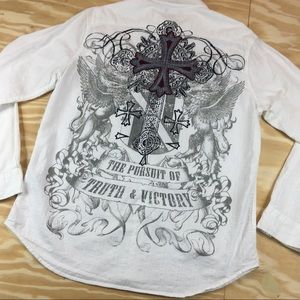 SOLD HELIX Long Sleeve White Button Rocker Shirt